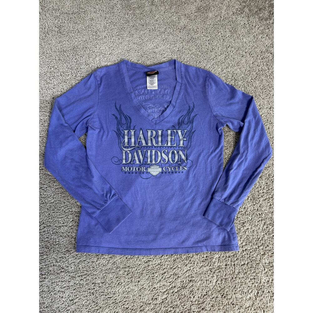 Harley-Davidson Women's Purple Long-Sleeve V-Neck Tee